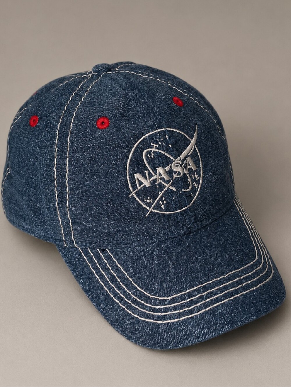 NASA 100% COTTON Denim Snapback Baseball Cap  USA